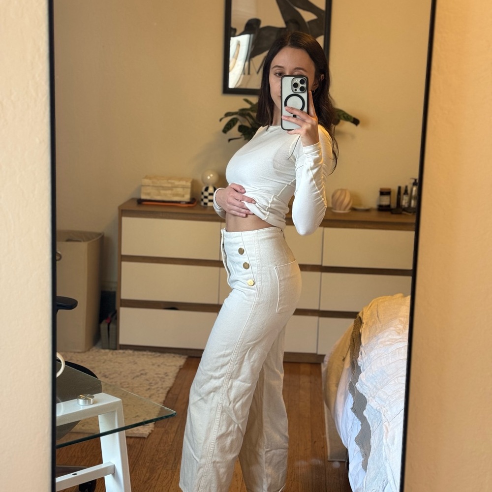 Zara high waisted flare crop jeans 00